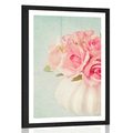 POSTER MIT PASSEPARTOUT ROSEN IN DER VASE - VASEN - POSTER