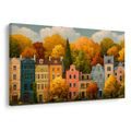 WANDBILD HERBSTLICHE STRASSE IN FARBEN - BUNTE HÄUSER - BILDER