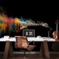 SELBSTKLEBENDE FOTOTAPETE BUNTE E-GITARRE AUF SCHWARZEM HINTERGRUND - MUSIK FOTOTAPETEN - TAPETEN