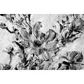 CANVAS PRINT PAINTED SUMMER FLOWERS IN BLACK AND WHITE - BLACK AND WHITE PICTURES - PICTURES