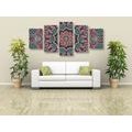 5-PIECE CANVAS PRINT INDIAN MANDALA WITH A FLORAL PATTERN - PICTURES FENG SHUI - PICTURES