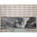 CANVAS PRINT ICONIC WATERFALL IN ICELAND IN BLACK AND WHITE - BLACK AND WHITE PICTURES - PICTURES