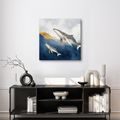TABLEAU SUR TOILE – COUPLE DE BALEINES DANS L’OCÉAN BLEU - TABLEAUX DE BALEINE - TABLEAUX