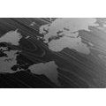 CANVAS PRINT MAP ON WOOD IN BLACK AND WHITE - PICTURES OF MAPS - PICTURES