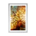 POSTER MIT PASSEPARTOUT BAUM DES LEBENS MIT ABSTRAKTION DES UNIVERSUMS - FENG SHUI - POSTER