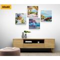 CANVAS PRINT SET SEASCAPE IN THE IMITATION OF A PAINTING - SET OF PICTURES - PICTURES