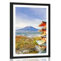 AFFICHE AVEC MONTURE VUE SUR LA PAGODA CHUREITO ET LE DU MONT FUJI - NATURE - AFFICHES