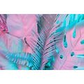 CANVAS PRINT PALM LEAVES IN UNUSUAL NEON COLORS - PICTURES OF NATURE AND LANDSCAPE - PICTURES