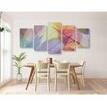 TABLEAU EN 5 PARTIES – VEINES SUR FEUILLES COLORÉES - TABLEAUX DE NATURES MORTES - TABLEAUX