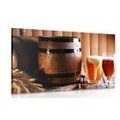 CANVAS PRINT BEER WITH A BEER KEG - PICTURES OF FOOD AND DRINKS - PICTURES