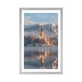 AFFICHE AVEC MONTURE L'ÉGLISE DU BORD DU LAC DE BLED EN SLOVÉNIE - NATURE - AFFICHES