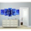 5-TEILIGES WANDBILD BAUM DES LEBENS AUF BLAUEM HINTERGRUND - ABSTRAKTE BILDER{% if product.category.pathNames[0] != product.category.name %} - BILDER{% endif %}