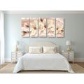 5-PIECE CANVAS PRINT LUXURIOUS MAGNOLIA WITH PEARLS - PICTURES FLOWERS - PICTURES