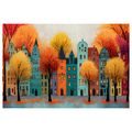 WANDBILD HERBSTLICHE STADT MIT BUNTEN HÄUSERN - BUNTE HÄUSER - BILDER