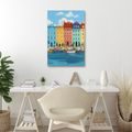 OBRAZ PASTELOVÉ MĚSTO S LODĚMI - BAREVNÉ DOMY - OBRAZY