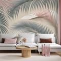 TAPETA PASTELOVÉ PALMOVÉ LISTY NA BÉŽOVÉ - TAPETY LISTY - TAPETY