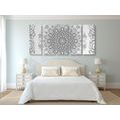 5-PIECE CANVAS PRINT ABSTRACT FLORAL MANDALA IN BLACK AND WHITE - BLACK AND WHITE PICTURES - PICTURES