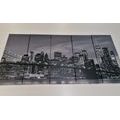 QUADRO IN 5 PARTI INCANTEVOLE PONTE DI BROOKLYN IN BIANCO E NERO - QUADRI CITTÀ - QUADRI