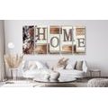 5-PIECE CANVAS PRINT LETTERS HOME - PICTURES WITH INSCRIPTIONS AND QUOTES - PICTURES