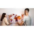 5-PIECE CANVAS PRINT POLYGONAL MAP OF THE WORLD IN SHADES OF ORANGE - PICTURES OF MAPS - PICTURES