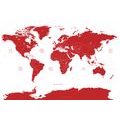 CANVAS PRINT WORLD MAP WITH INDIVIDUAL STATES IN RED - PICTURES OF MAPS - PICTURES