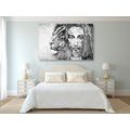 OBRAZ VŠEMOHOUCÍ SE LVEM V ČERNOBÍLÉM PROVEDENÍ - ČERNOBÍLÉ OBRAZY - OBRAZY