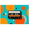 FOTOTAPETE RETRO-KASSETTE AUF BUNTEN KREISEN - MUSIK FOTOTAPETEN - TAPETEN