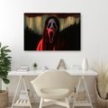 WANDBILD UNHEIMLICHER SCHREI IN ROTER KAPUZE - HALLOWEEN- UND HORROR-BILDER - BILDER