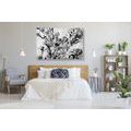 CANVAS PRINT PAINTED SUMMER FLOWERS IN BLACK AND WHITE - BLACK AND WHITE PICTURES - PICTURES