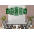 5-PIECE CANVAS PRINT DELICATE ETHNIC MANDALA IN GREEN DESIGN - PICTURES FENG SHUI - PICTURES