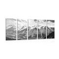 5-PIECE CANVAS PRINT BEAUTIFUL MOUNTAIN PANORAMA IN BLACK AND WHITE - BLACK AND WHITE PICTURES - PICTURES