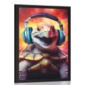 POSTER SCHILDKRÖTE MIT KOPFHÖRERN - PARTYTIERE MIT KOPFHÖRERN - POSTER