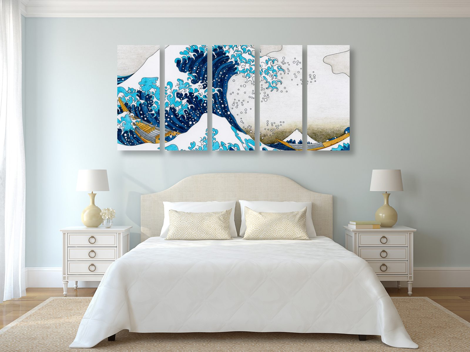 Quadri 5 pezzi – Riproduzione La grande onda di Kanagawa - KATSUSHIKA