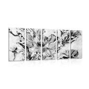 5-teiliges Wandbild Moderne gemalte Sommerblumen in Schwarz-Weiß