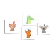 CANVAS PRINT SET CUTE ANIMAL INDIANS - SET OF PICTURES - PICTURES