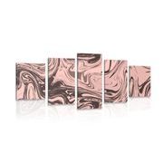 5 part picture abstract pattern in old pink shade
