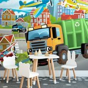 SELF ADHESIVE WALLPAPER GARBAGE TRUCK IN THE CITY - SELF-ADHESIVE WALLPAPERS - WALLPAPERS