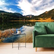 WALL MURAL LAKE UNDER THE HILLS - WALLPAPERS NATURE - WALLPAPERS