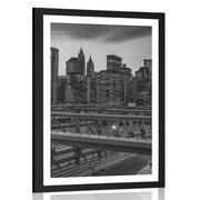 POSTER WITH MOUNT BUSY CITY IN BLACK AND WHITE - BLACK AND WHITE - POSTERS