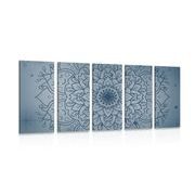 5-TEILIGES WANDBILD DUNKELBLAUE MANDALA-BLUME - BILDER MIT FENG SHUI-MOTIVEN - BILDER