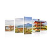 5 part picture view of Chureito Pagoda and Mount Fuji