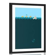 POSTER CON PASSEPARTOUT NAVE NEL MAGICO MARE - MOTIVI DALLA NOSTRA OFFICINA - POSTER