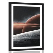 Poster mit Passepartout Planeten in der Galaxie