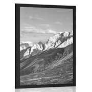 AFFICHE – VUE MAGNIFIQUE DES MONTAGNES EN NOIR ET BLANC - NOIR ET BLANC - AFFICHES