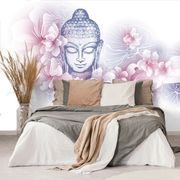 CARTA DA PARATI BUDDHA CON FIORI DI SAKURA - CARTA DA PARATI FENG SHUI - CARTA DA PARATI