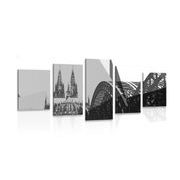 5-dielny obraz ilustrácia mesta Kolín v čiernobielom prevedení