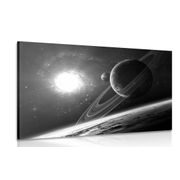 Picture of a planet in space in black & white
