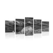 5-piece Canvas print tent under the night sky in black and white