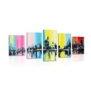 5-piece Canvas print oil painting of a city