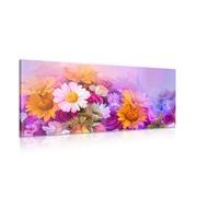 Canvas print oil painting of colored flowers